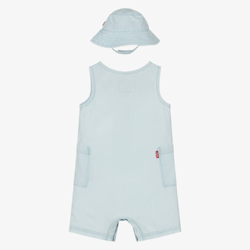 Levi's-Boys Chambray Romper & Hat Ensemble | Childrensalon Outlet