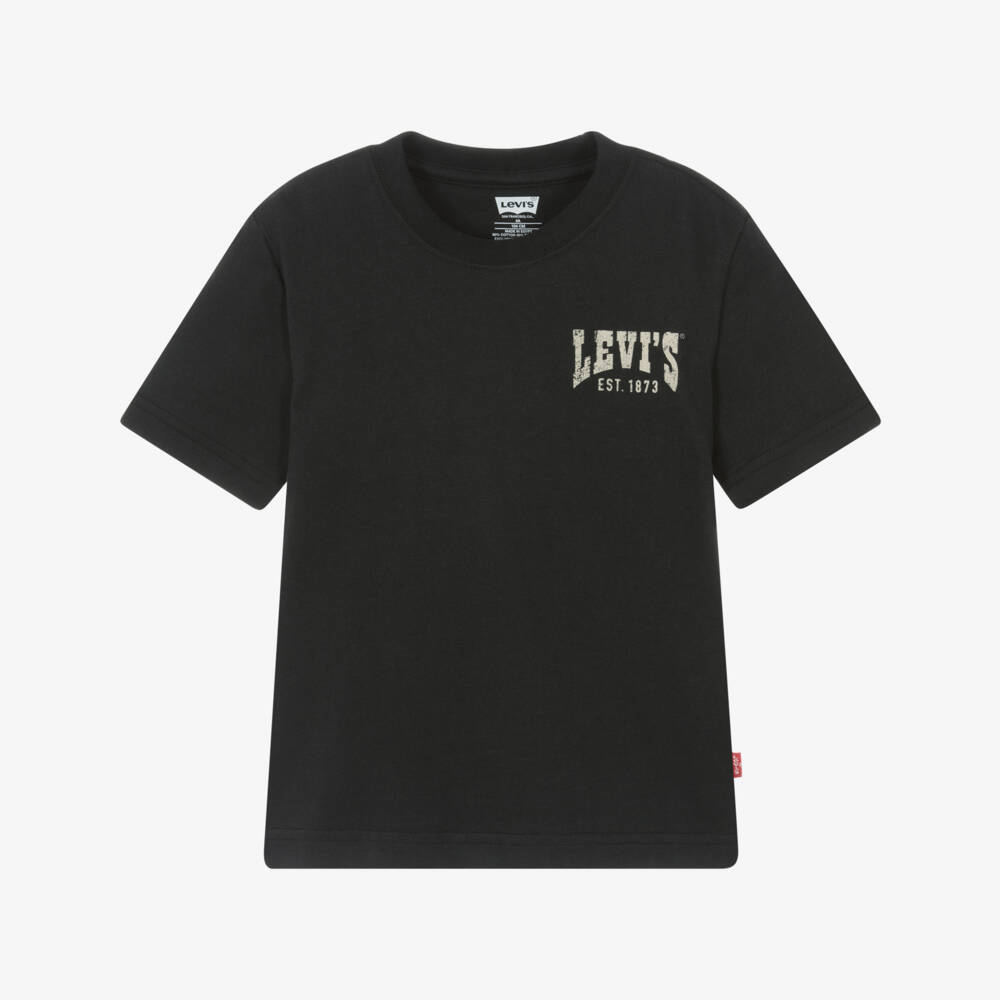 Levi's-تي شيرت قطني رمادي غامق برسومات للأولاد | Childrensalon Outlet