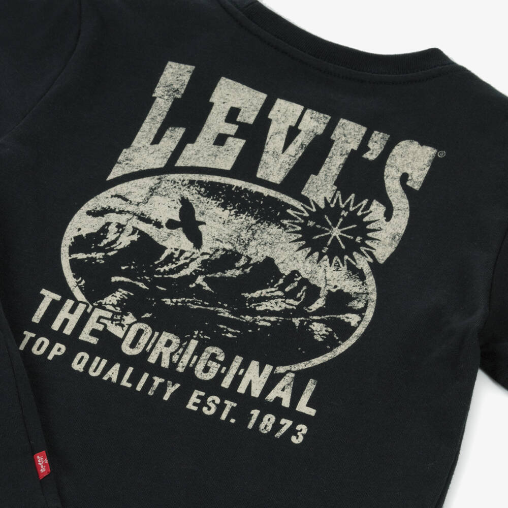 Levi's-Boys Charcoal Graphic Cotton Tee | Childrensalon Outlet
