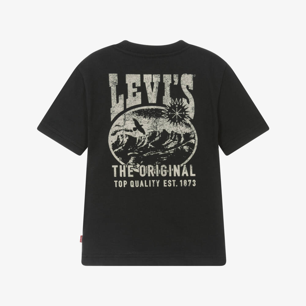 Levi's-Boys Charcoal Graphic Cotton Tee | Childrensalon Outlet