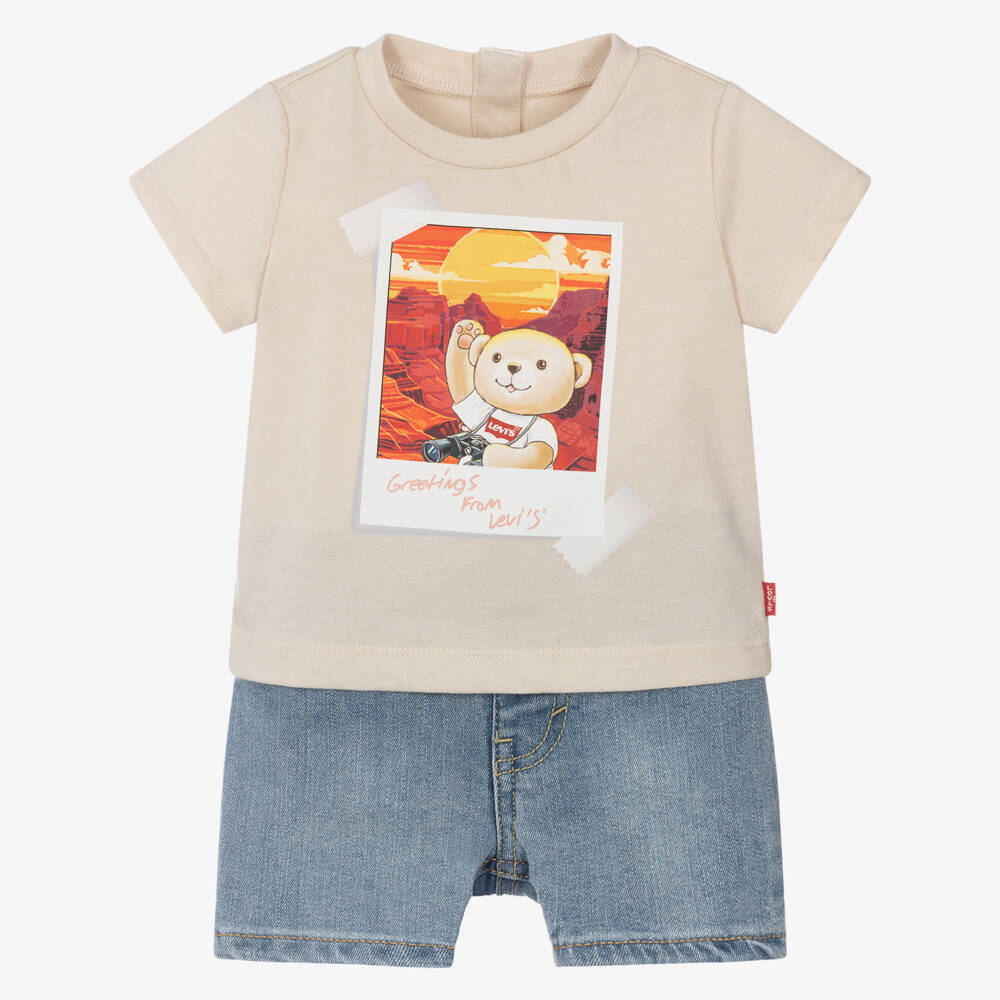 Levi's-Boys Charming Beige Bear Outfit | Childrensalon Outlet