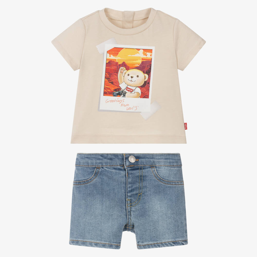 Levi's-Boys Charming Beige Bear Outfit | Childrensalon Outlet