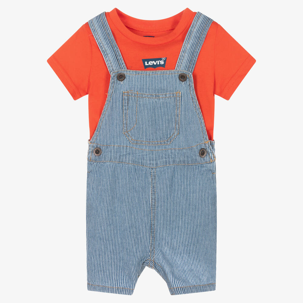 Levi's - Boys Cotton T-Shirt & Dungaree Shorts Set | Childrensalon