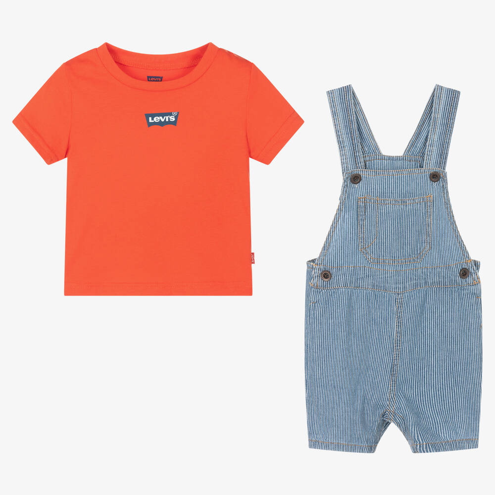 Levi's-Boys Cotton T-Shirt & Dungaree Shorts Set | Childrensalon Outlet