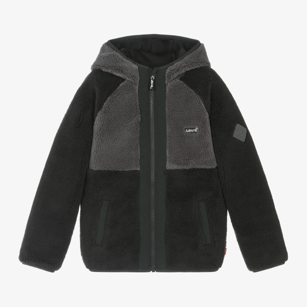 Levi's-Boys Cozy Black & Grey Fleece Hoodie | Childrensalon Outlet