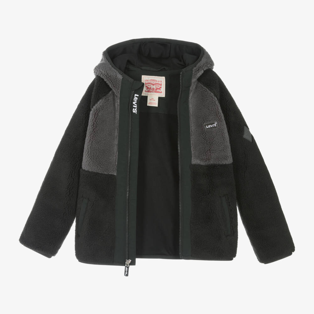 Levi's-Boys Cozy Black & Grey Fleece Hoodie | Childrensalon Outlet
