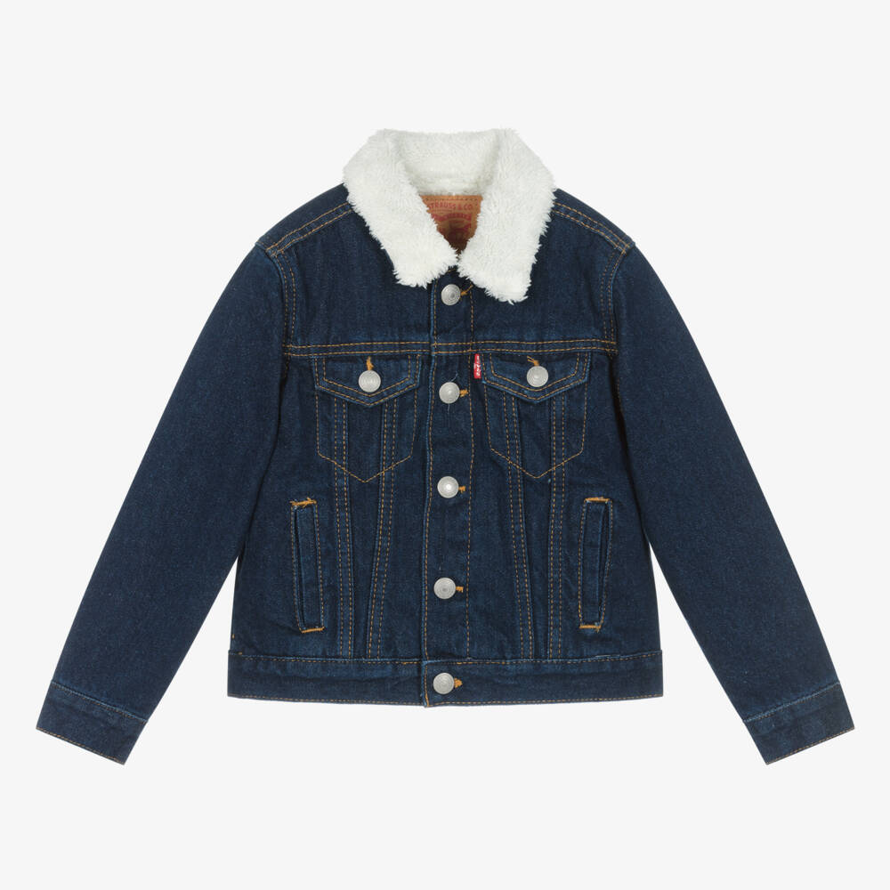Levi's-Boys Dark Blue Fleece Lined Denim Jacket | Childrensalon Outlet