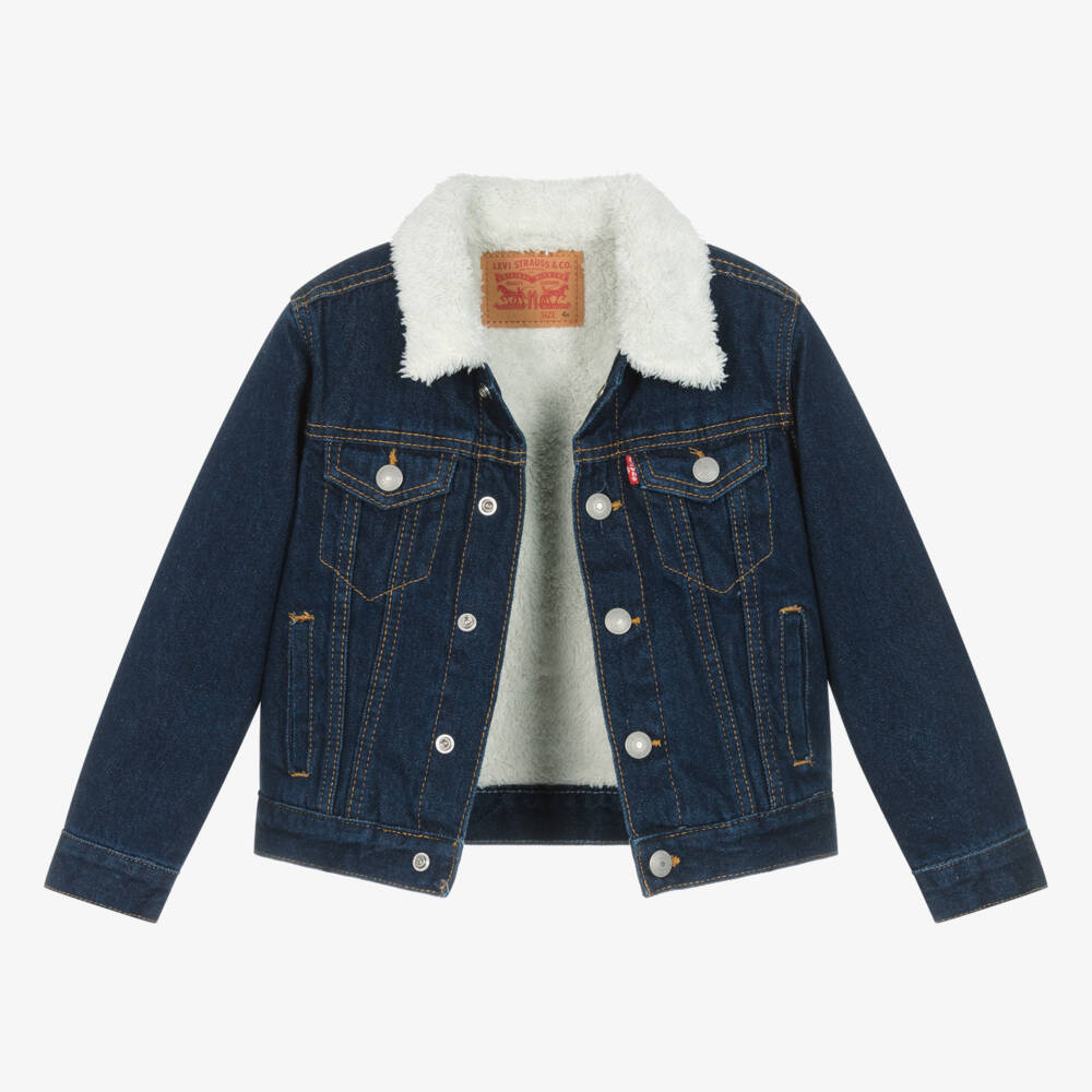 Levi's-Boys Dark Blue Fleece Lined Denim Jacket | Childrensalon Outlet