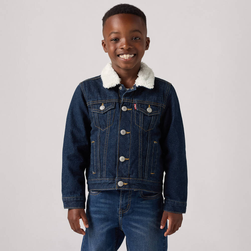 Levi's-Boys Dark Blue Fleece Lined Denim Jacket | Childrensalon Outlet