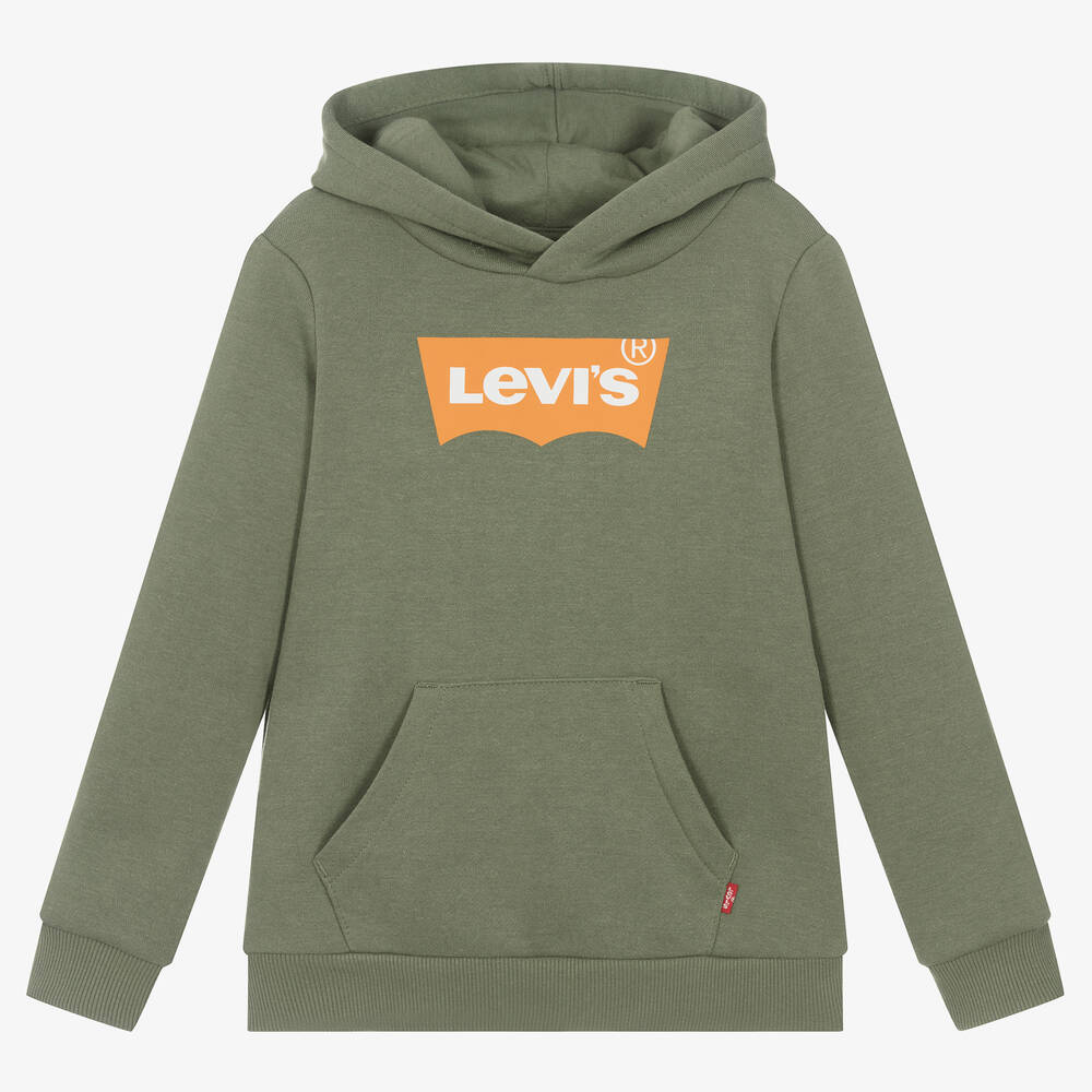Levi's - Sweat à capuche vert en coton | Childrensalon