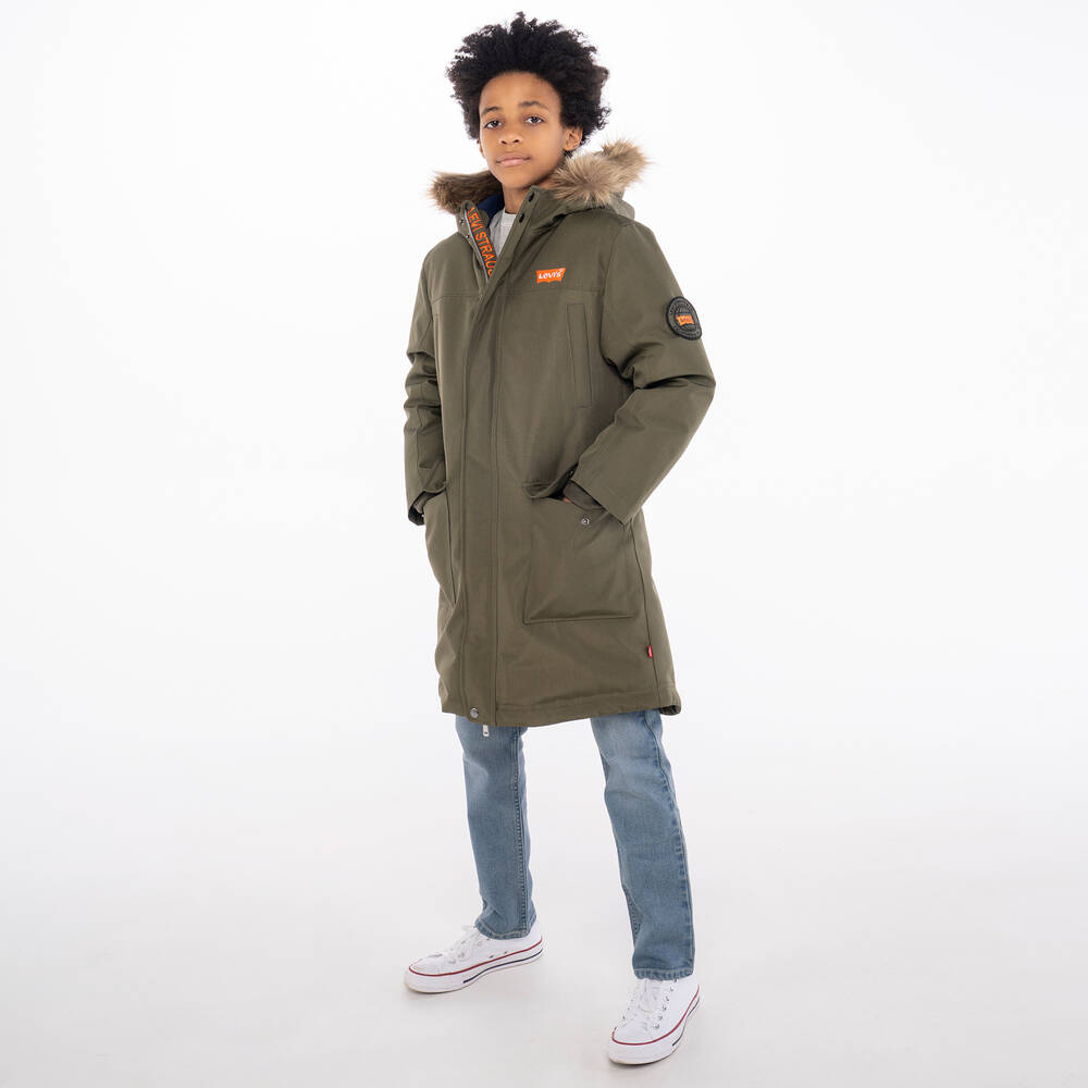 Levi s Boys Green Parka Coat Childrensalon Outlet