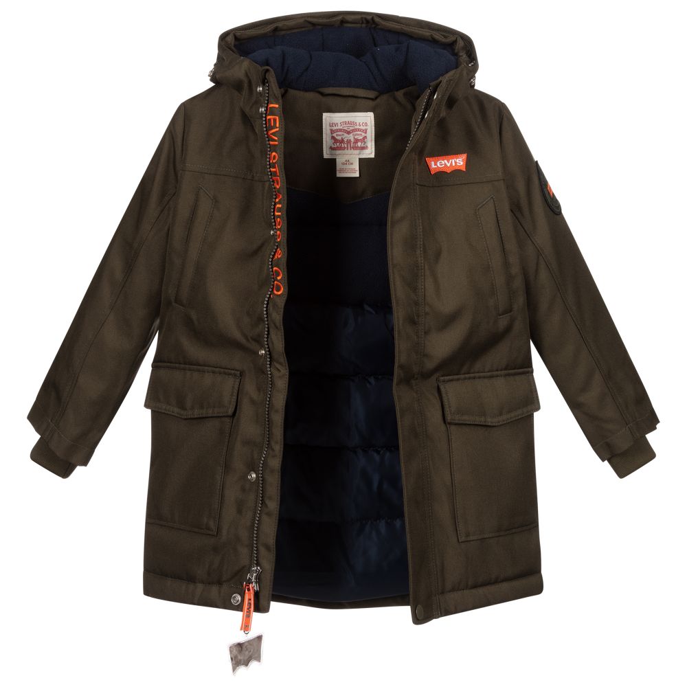 Levi's - Boys Green Parka Coat | Childrensalon Outlet