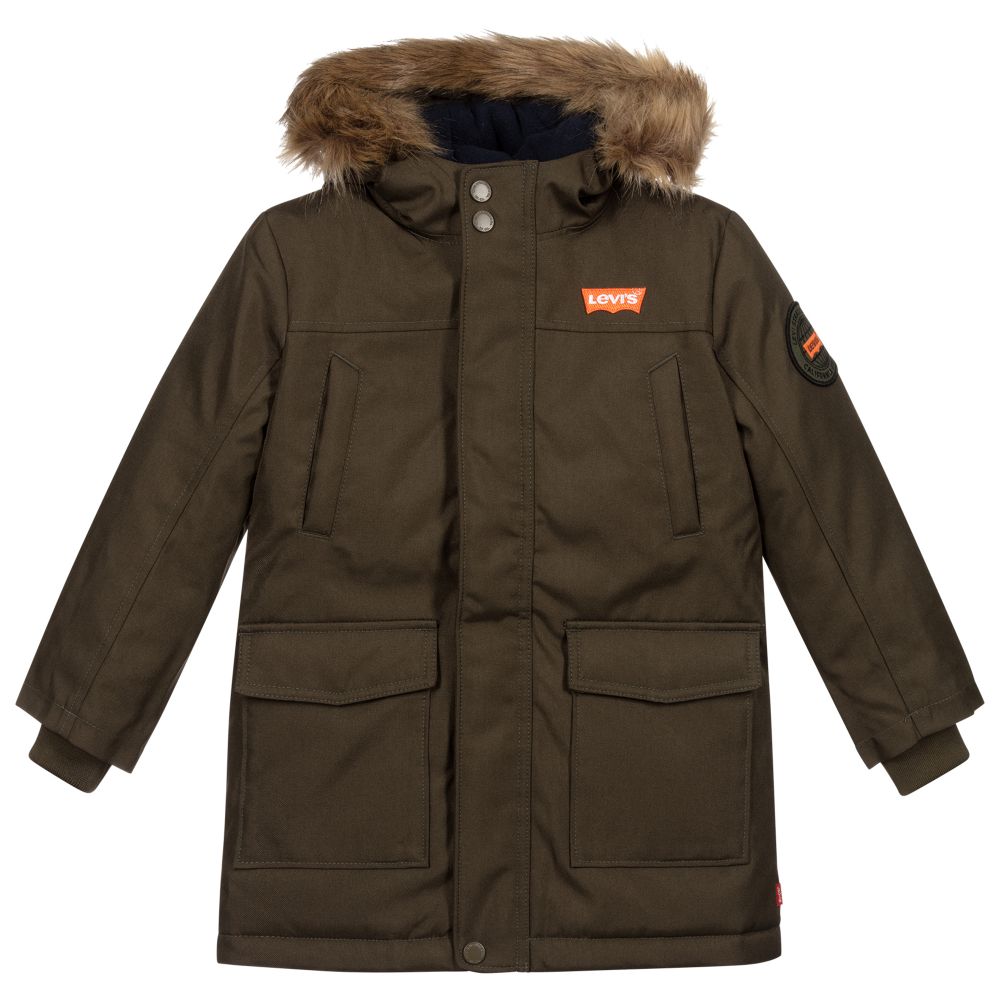 Levi's - Boys Green Parka Coat | Childrensalon