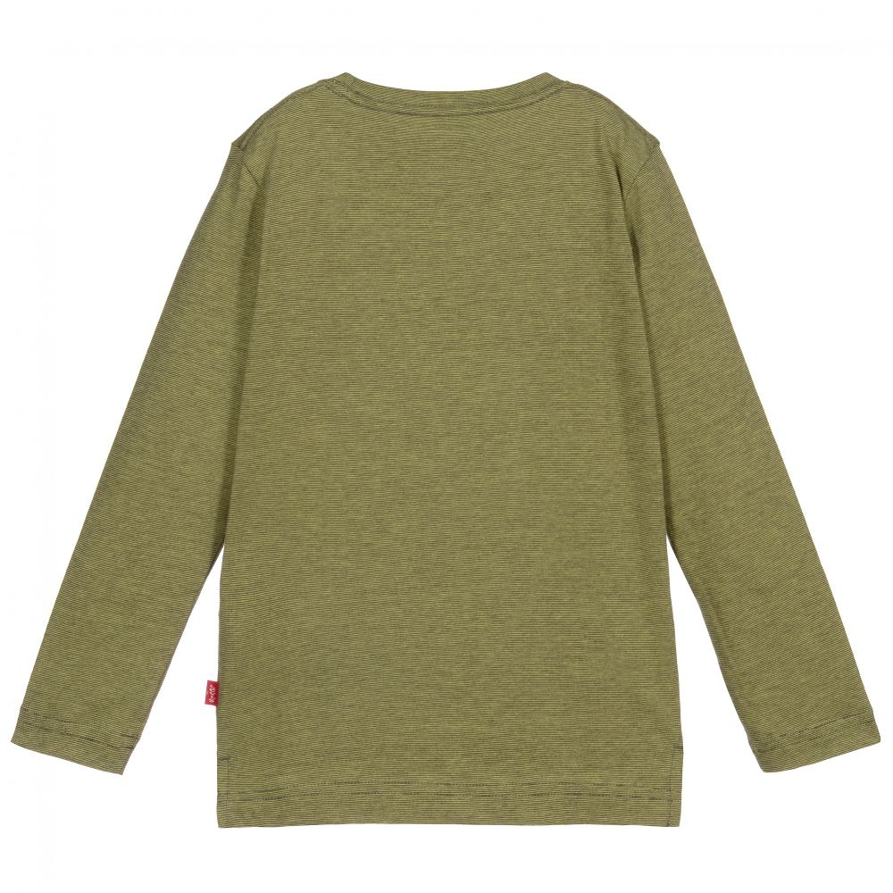 Levi's-Boys Green Striped Logo Top | Childrensalon Outlet