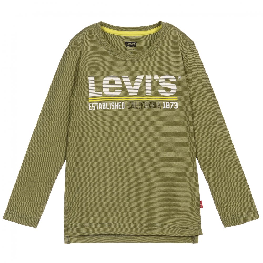 Levi's - Boys Green Striped Logo Top | Childrensalon