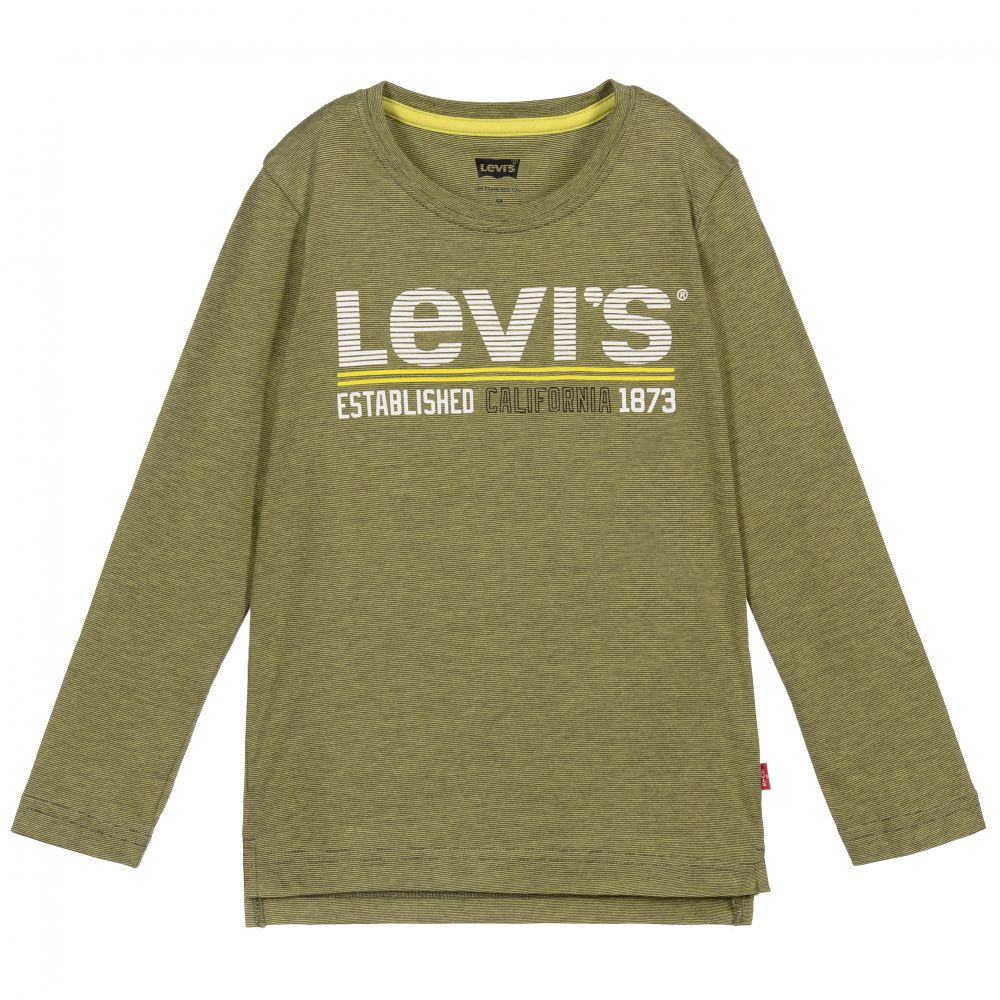 Levi's-Boys Green Striped Logo Top | Childrensalon Outlet