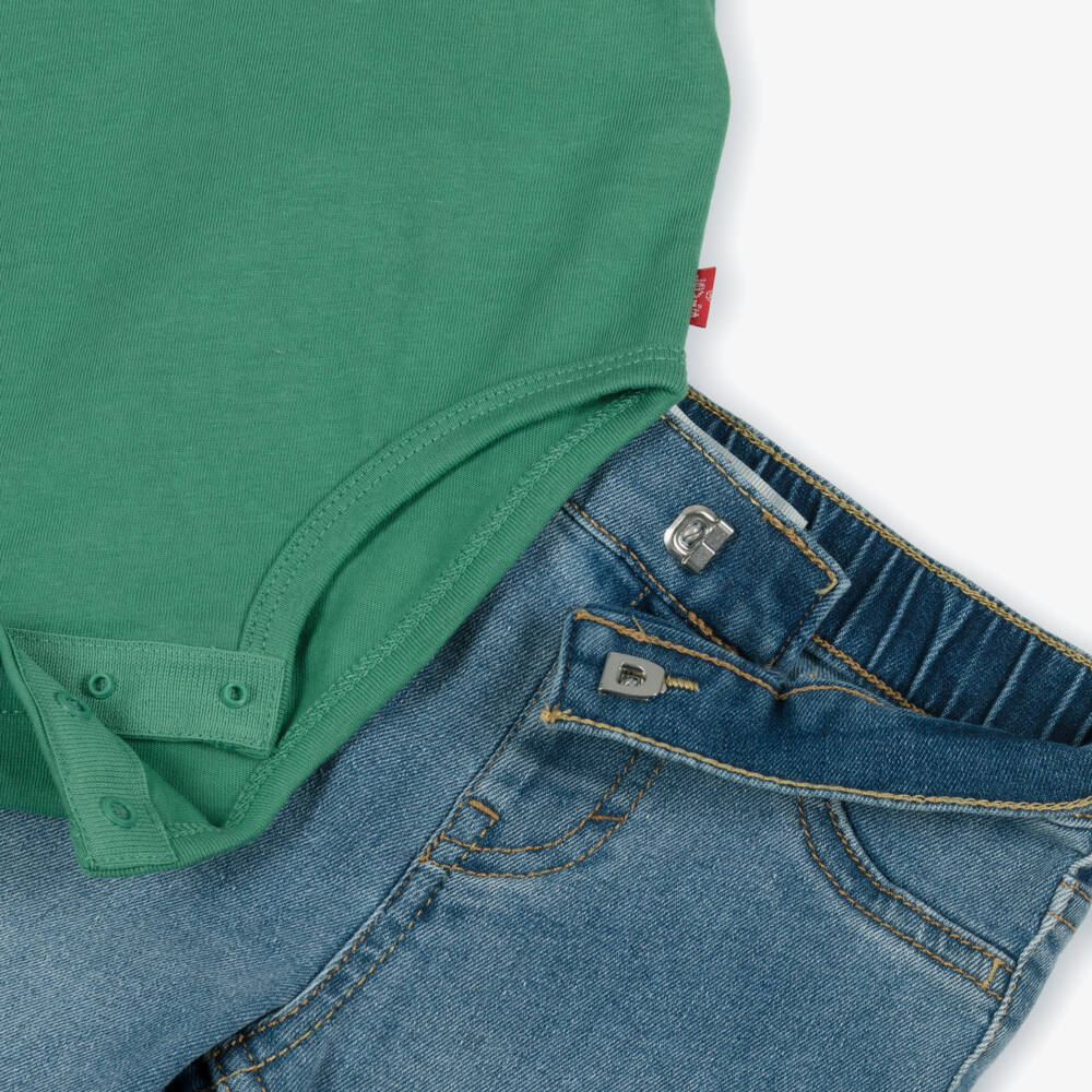 Levi's-Boys Grey & Blue Zip-Up Top & Jeans Set | Childrensalon Outlet