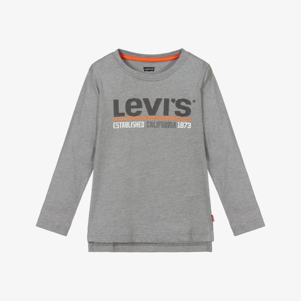 Levi's-Boys Grey Cotton Top | Childrensalon Outlet