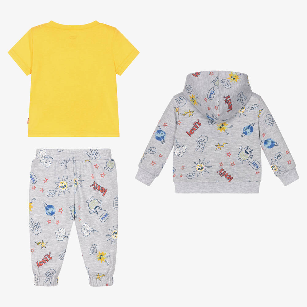 Levi's-Boys Grey & Yellow Tracksuit Set | Childrensalon Outlet