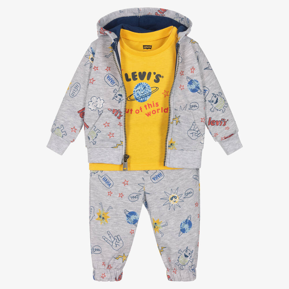 Levi's - Boys Grey & Yellow Tracksuit Set | Childrensalon