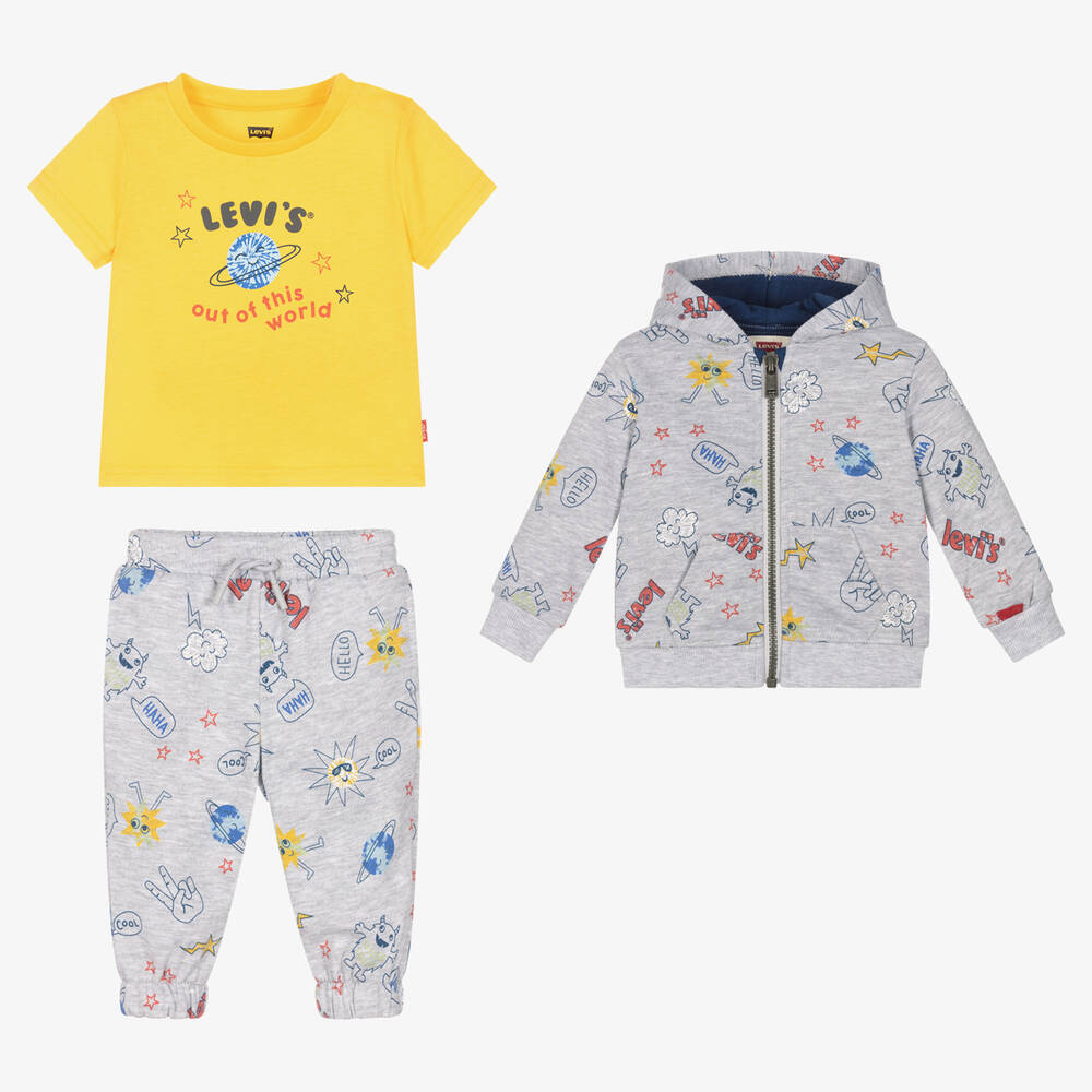 Levi's-Boys Grey & Yellow Tracksuit Set | Childrensalon Outlet