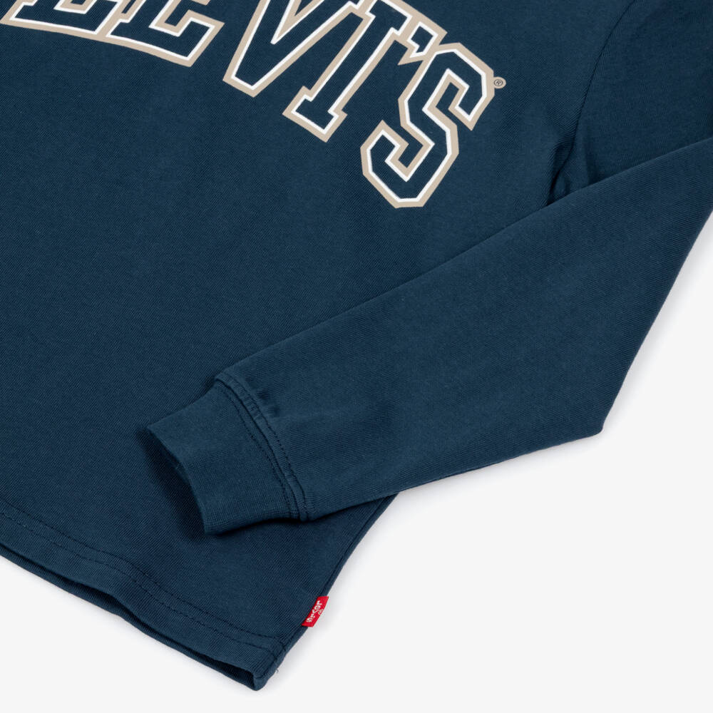 Levi's-Boys Navy Blue Cotton Jersey Long-Sleeved Top | Childrensalon Outlet