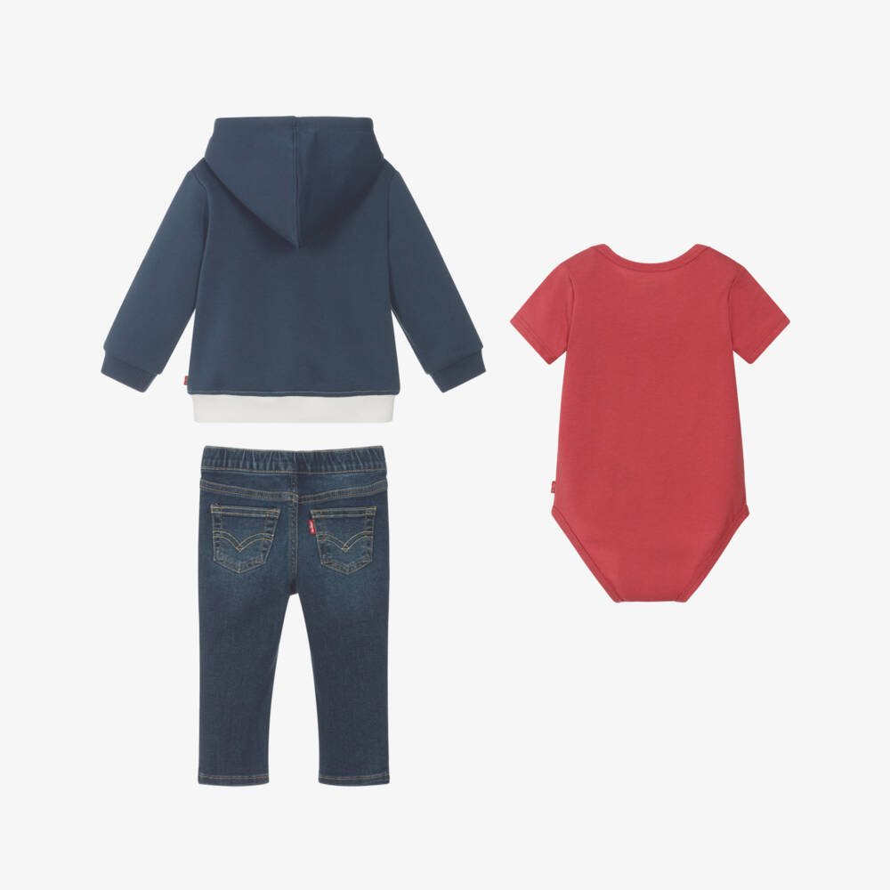 Levi's-Boys Navy Blue Zip-Up Top & Jeans Set | Childrensalon Outlet