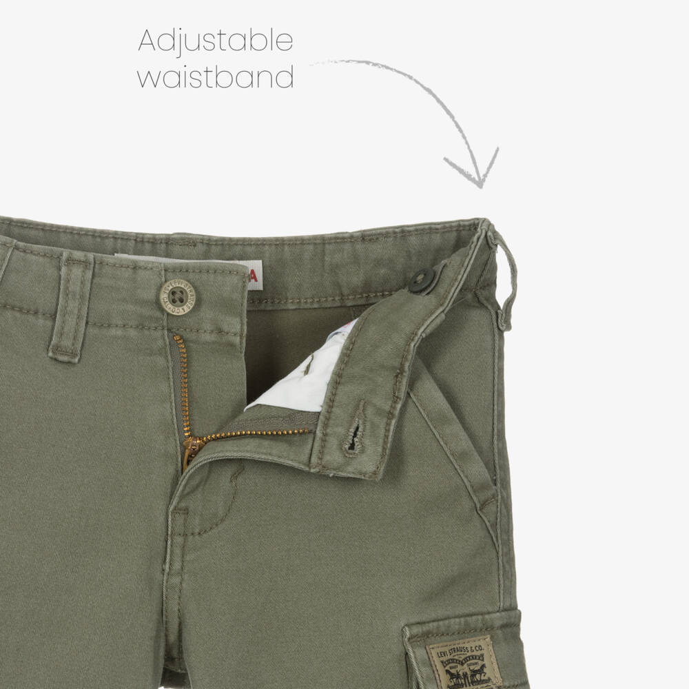 Levi's-Boys Olive Cotton Adventure Shorts | Childrensalon Outlet