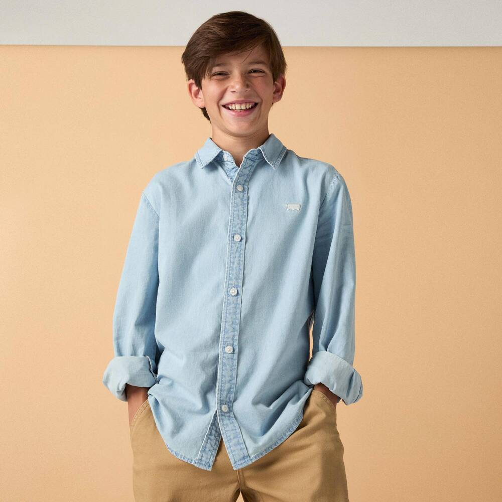 Levi's-Boys Pale Blue Cotton Chambray Shirt | Childrensalon Outlet