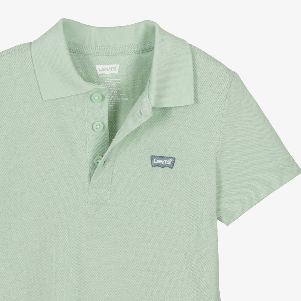Levi's-Boys Pale Green Cotton Piqué Polo Shirt | Childrensalon Outlet