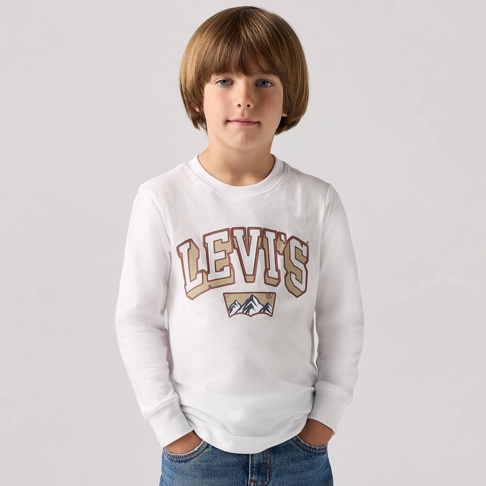 Levi's-Boys Pure Cotton White Tee | Childrensalon Outlet