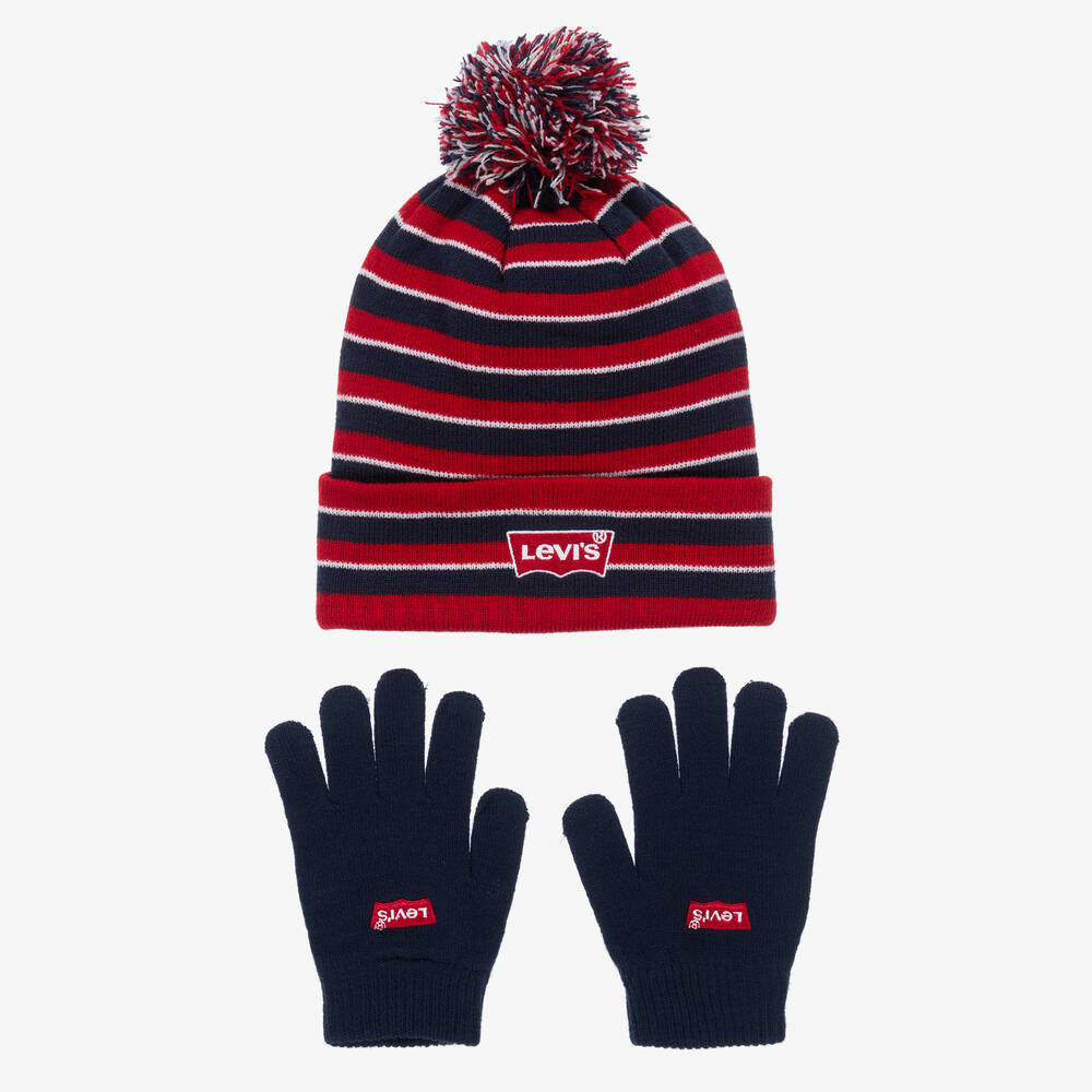 Levi's - Boys Red & Blue Stripe Hat Set | Childrensalon