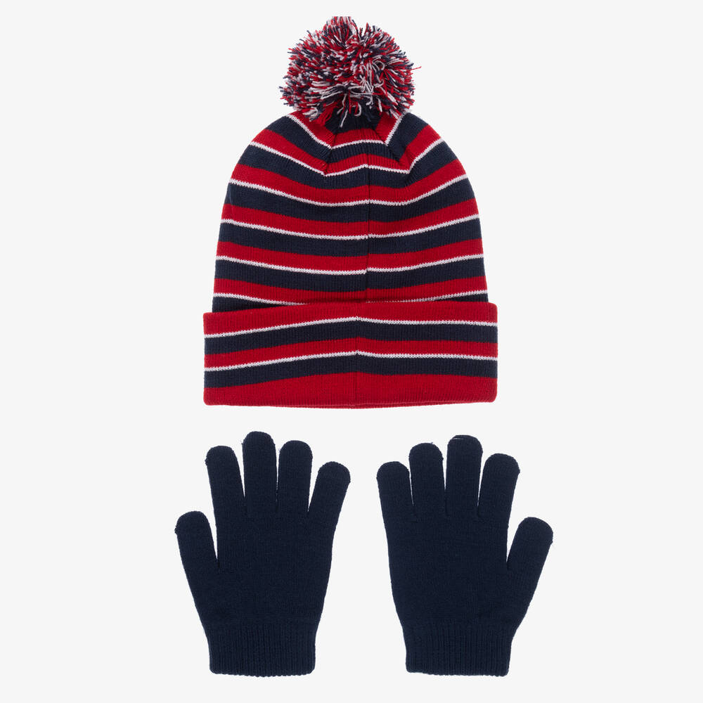 Levi's-Шапка в красно-синюю полоску и синие перчатки | Childrensalon Outlet