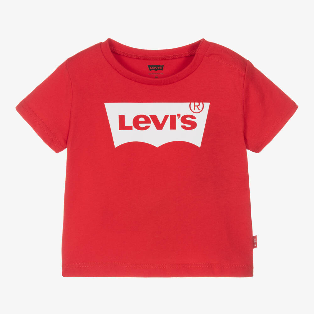 Levi's-Boys Red Cotton Graphic Tee | Childrensalon Outlet
