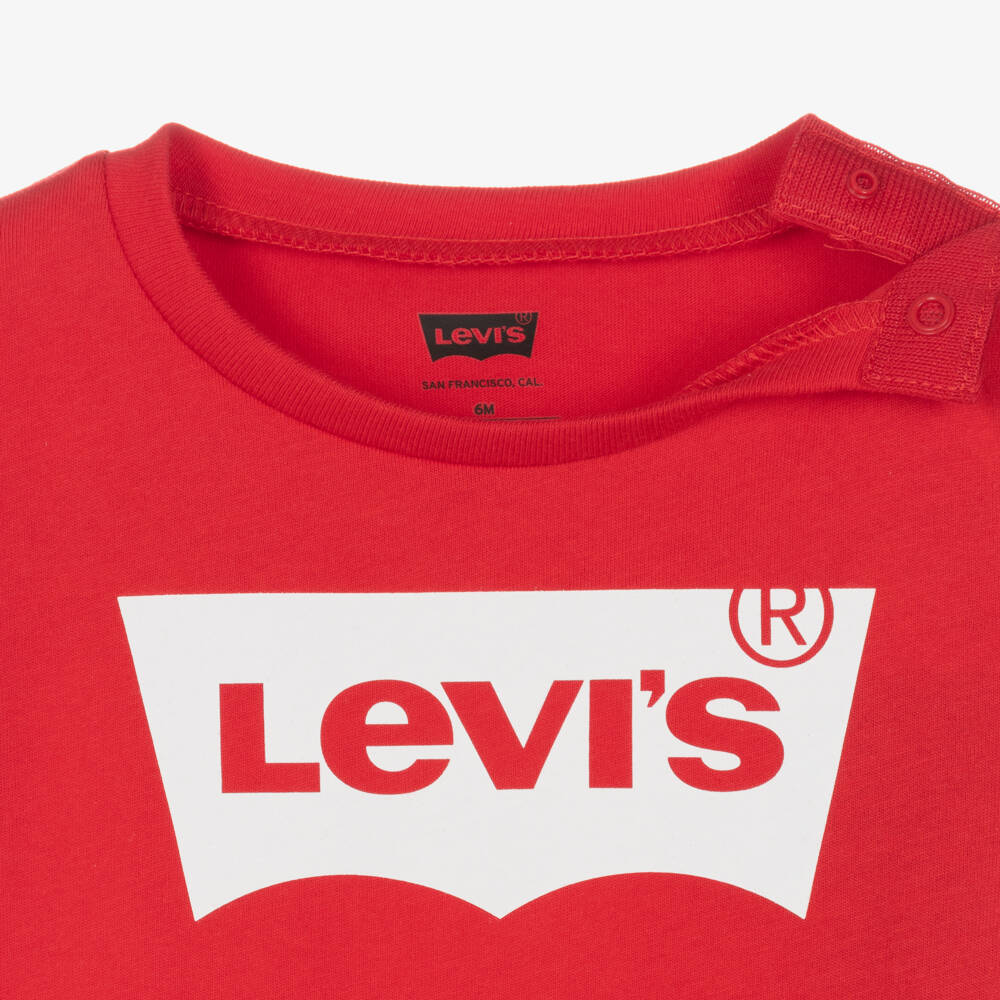 Levi's-Boys Red Cotton Graphic Tee | Childrensalon Outlet