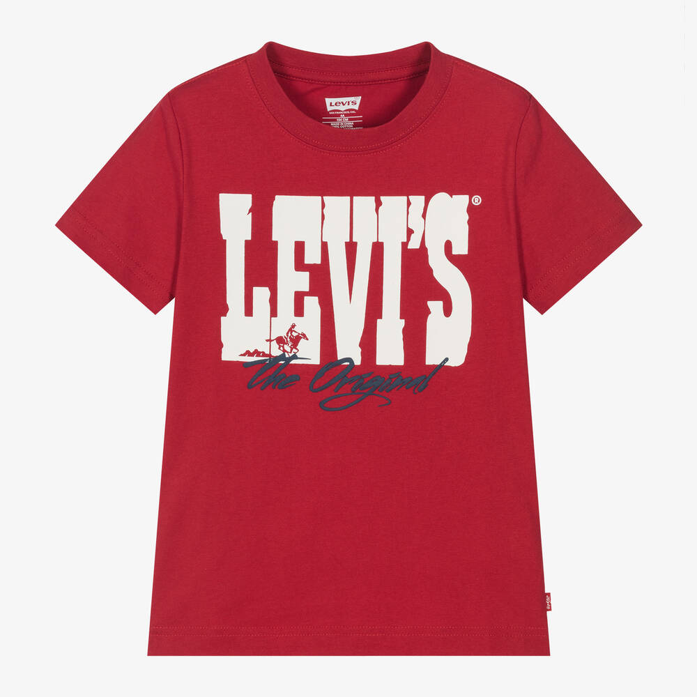 Levi's-Boys Red Cotton T-Shirt | Childrensalon Outlet