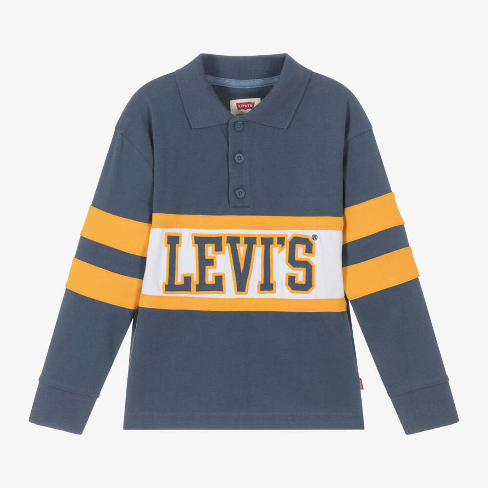 Levi's-Boys Slate Blue Logo Polo | Childrensalon Outlet