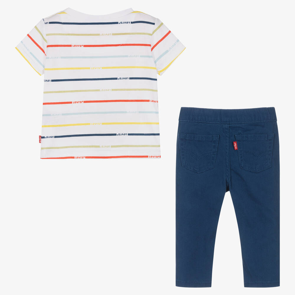 Levi s Boys Striped T Shirt Blue Trousers Set Childrensalon
