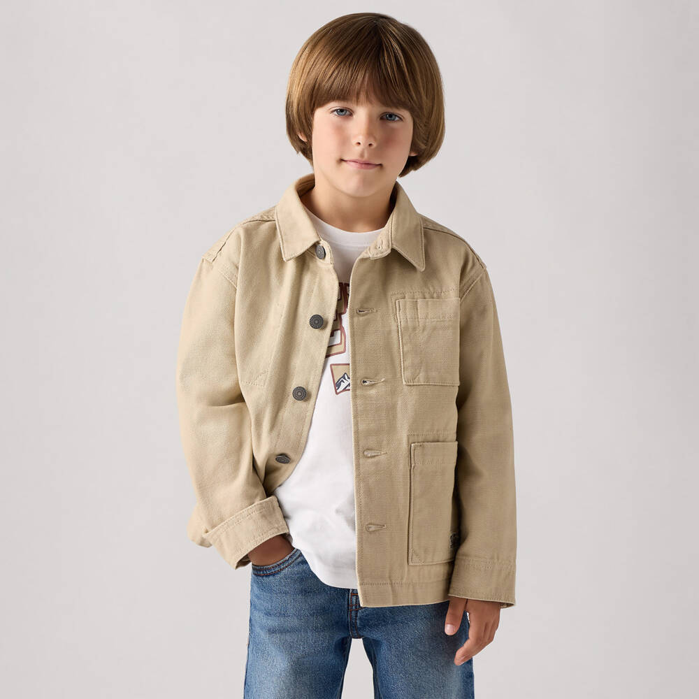 Levi's-Boys Taupe Canvas Coat | Childrensalon Outlet