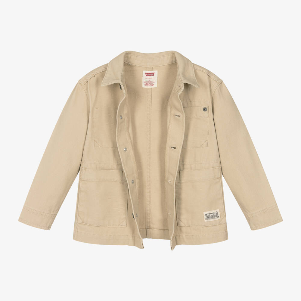 Levi's-Boys Taupe Canvas Coat | Childrensalon Outlet
