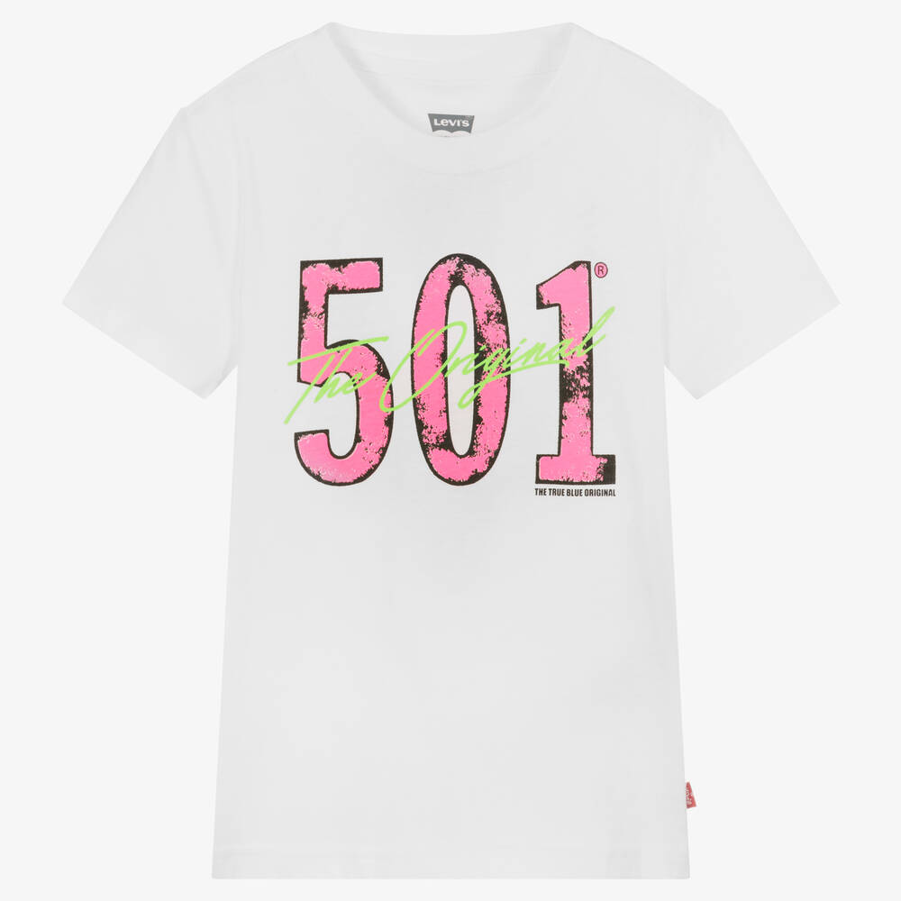 Levi's - Weißes 501 Baumwoll-T-Shirt | Childrensalon