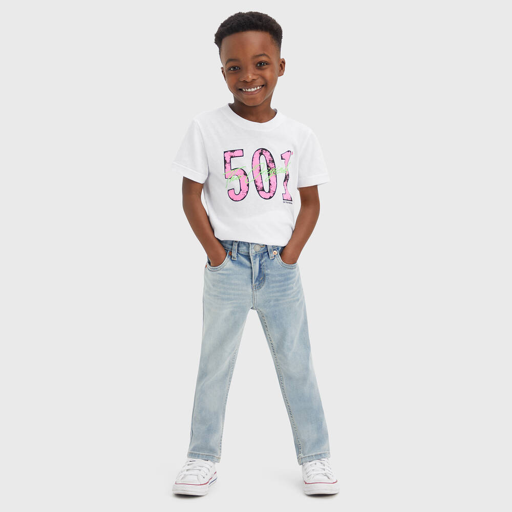 Levi s Boys White 501 Cotton T Shirt Childrensalon Outlet