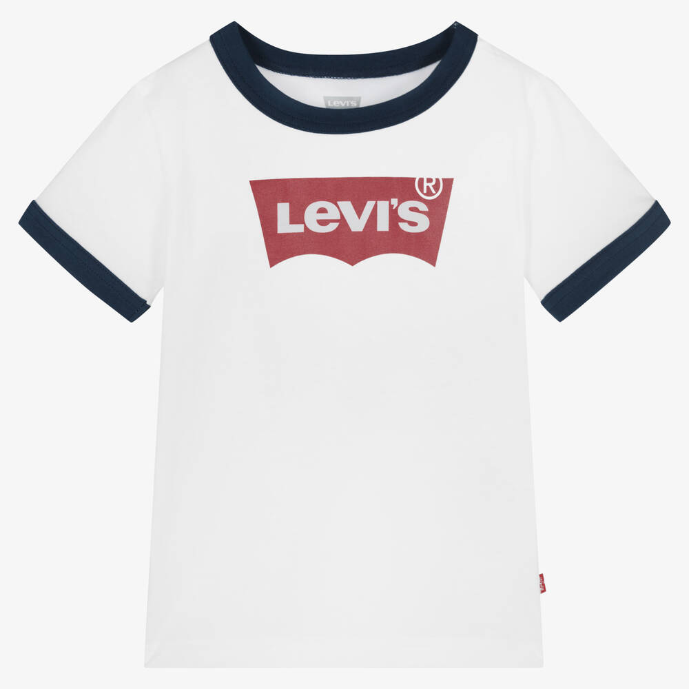 Levi's - Boys White Batwing Logo Cotton T-Shirt | Childrensalon