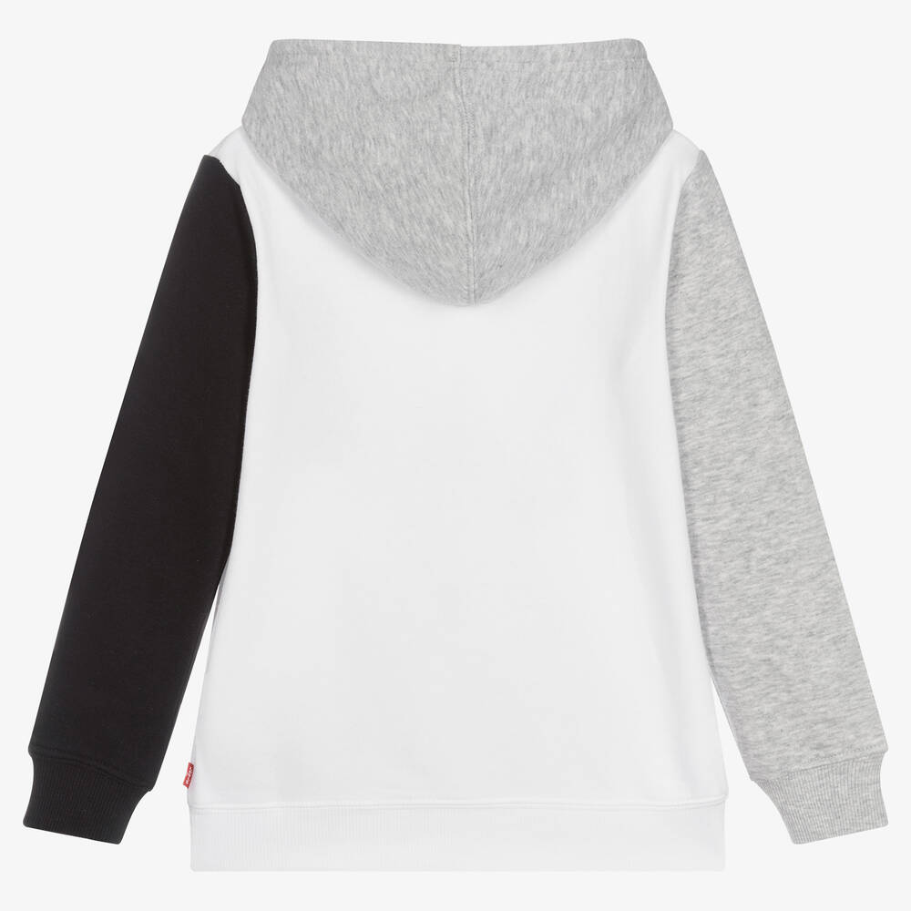 Levi's-Boys White & Black Cotton Hoodie | Childrensalon Outlet