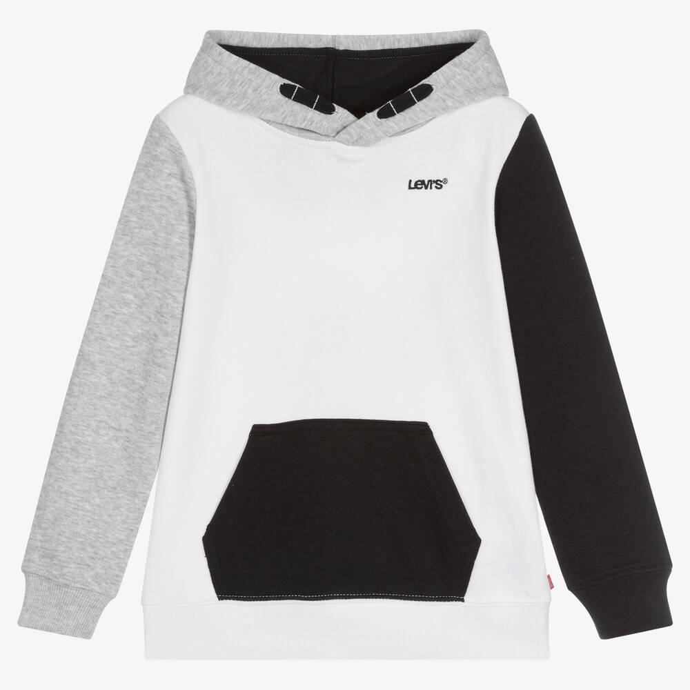 Levi's - Boys White & Black Cotton Hoodie | Childrensalon