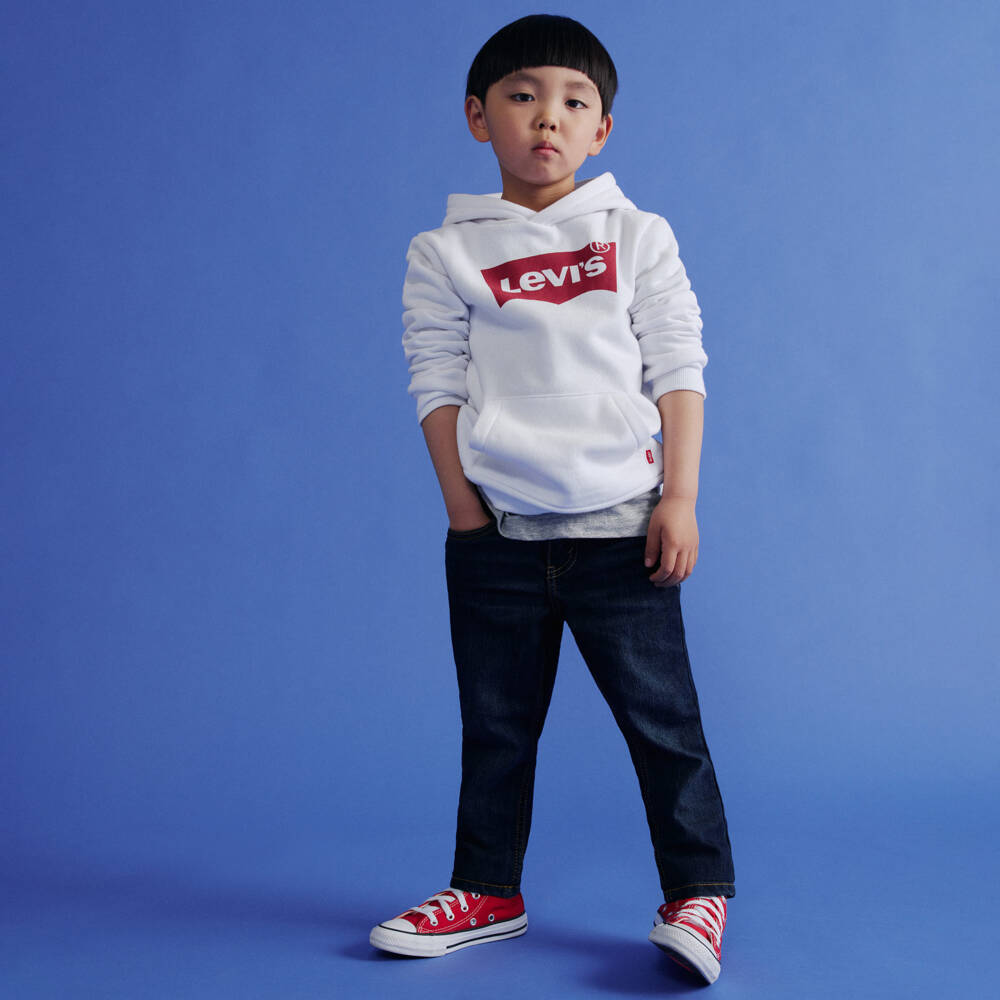 Levi's-Boys White Cotton Batwing Logo Hoodie | Childrensalon Outlet