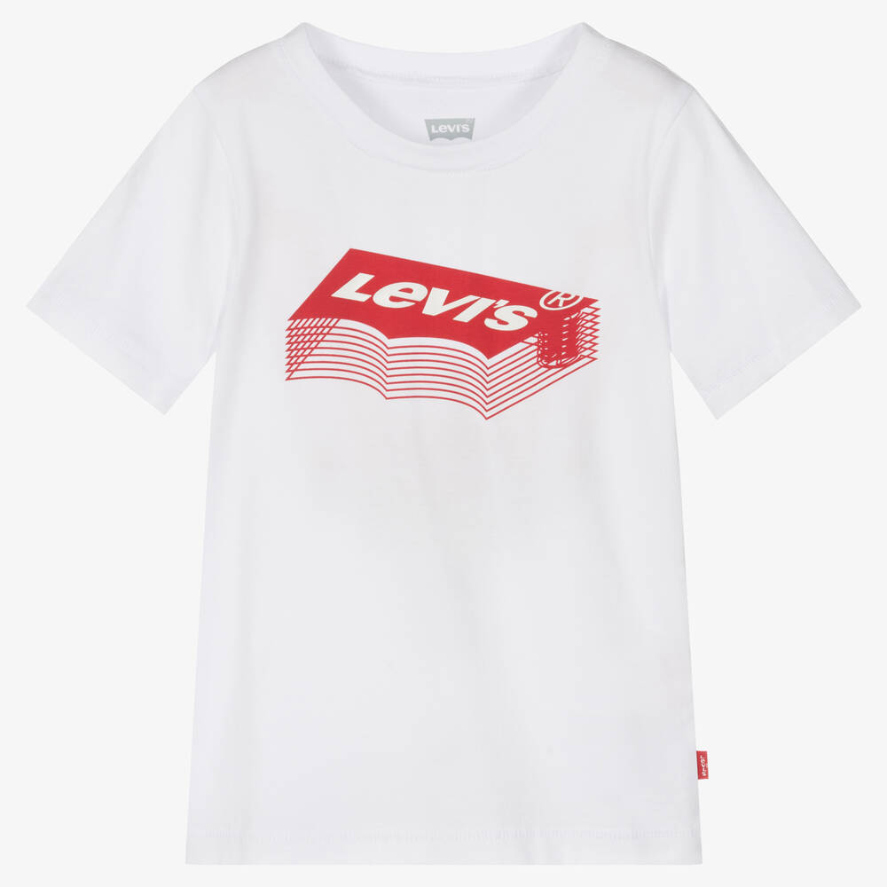Levi's - Boys White Cotton Logo T-Shirt | Childrensalon