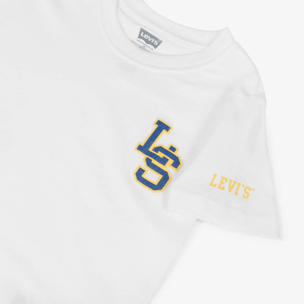 Levi's-Boys White Cotton Logo Tee | Childrensalon Outlet