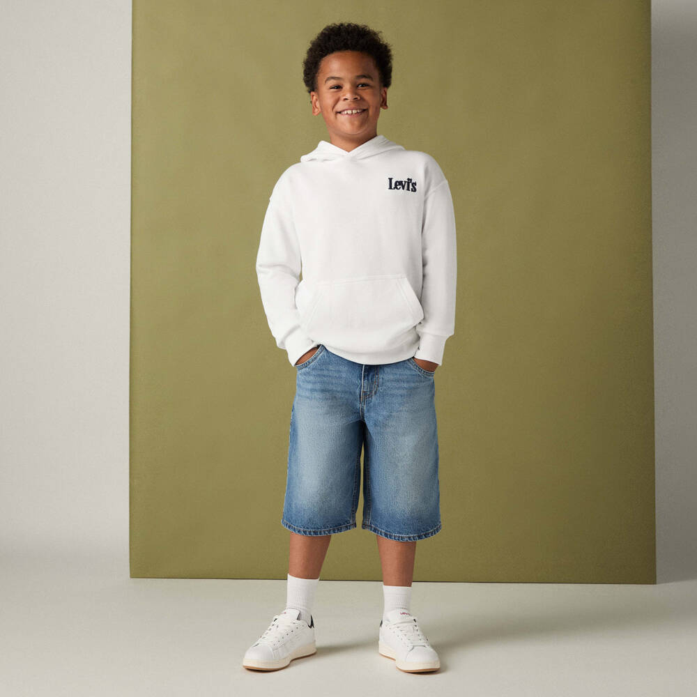Levi's-Boys White Embroidered Logo Hoodie | Childrensalon Outlet