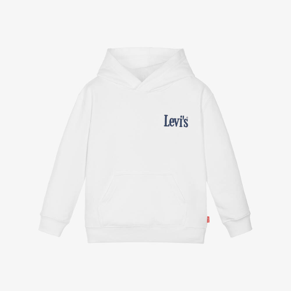 Levi's-Boys White Embroidered Logo Hoodie | Childrensalon Outlet